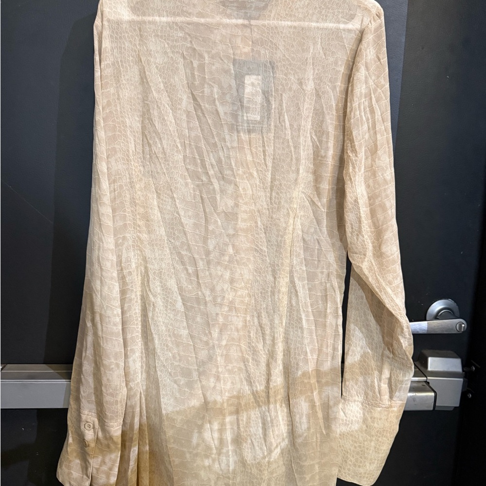 NWT PrettyLittleThing Cream Croc Print Ruched Bodycon Dress- 14 - Picture 2 of 5